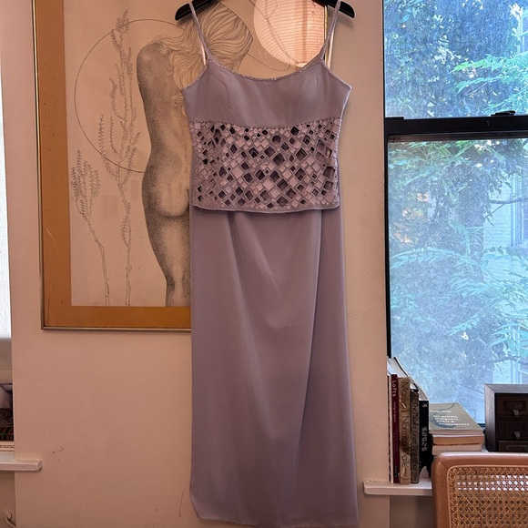 vintage y2k two piece purple beaded maxi prom dress lavender vintage formal - Picture 7 of 13